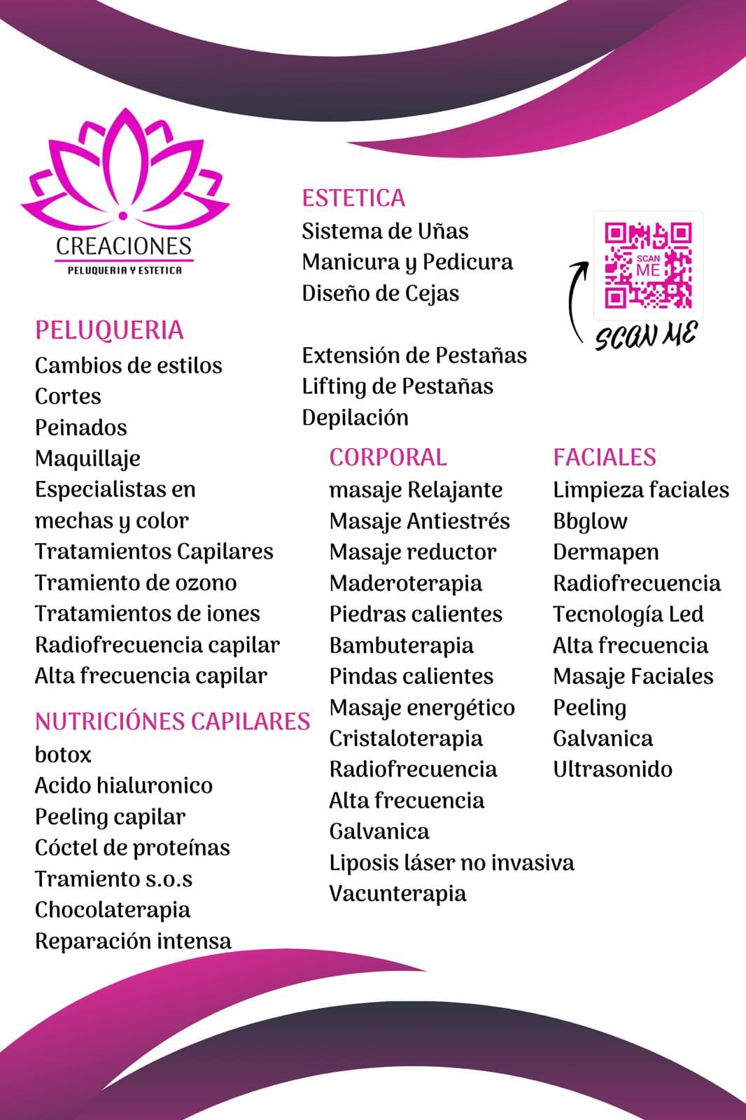 fondo blanco con el titulo de los tratamientos que realizan