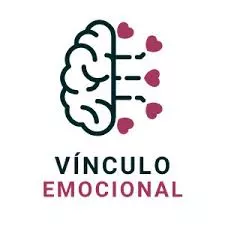 logo de vinculo emocional. Mitad cerebro mitad 5 corazones rosas